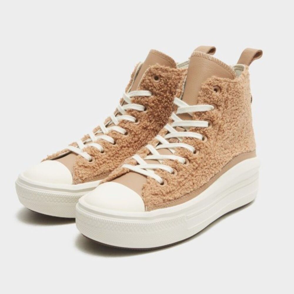Converse Chuck Taylor All Star Move Cozy Utility Sneakers Champagne Tan Size 6.5